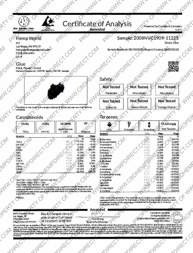 Delta 8 Glue COA