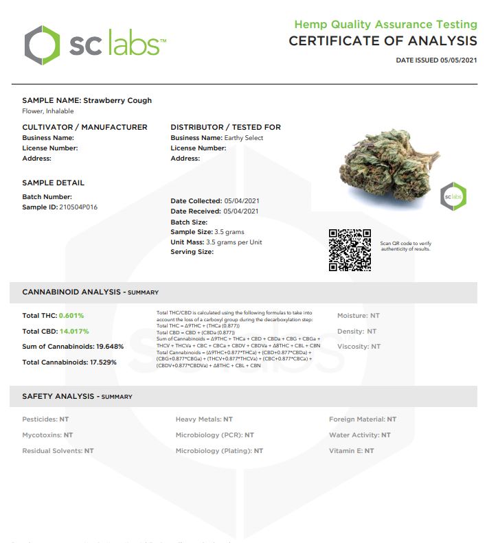 Delta 8 Strawberry Cough Labs