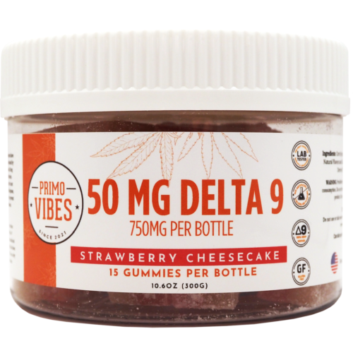 Delta 9 Gummies 50mg Strawberry Cheesecake – Primo Vibes