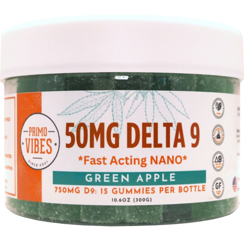 Delta 9 50mg Nano Gummies Green Apple - Primo Vibes