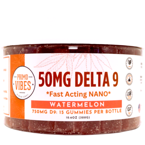Delta 9 50mg Nano Gummies Watermelon - Primo Vibes